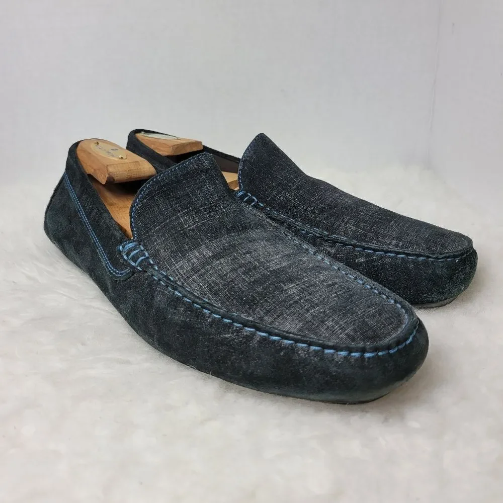 To Boot New York Men's Driving Loafer Blue Raffia  Leather Shoes Size 10 Stampe